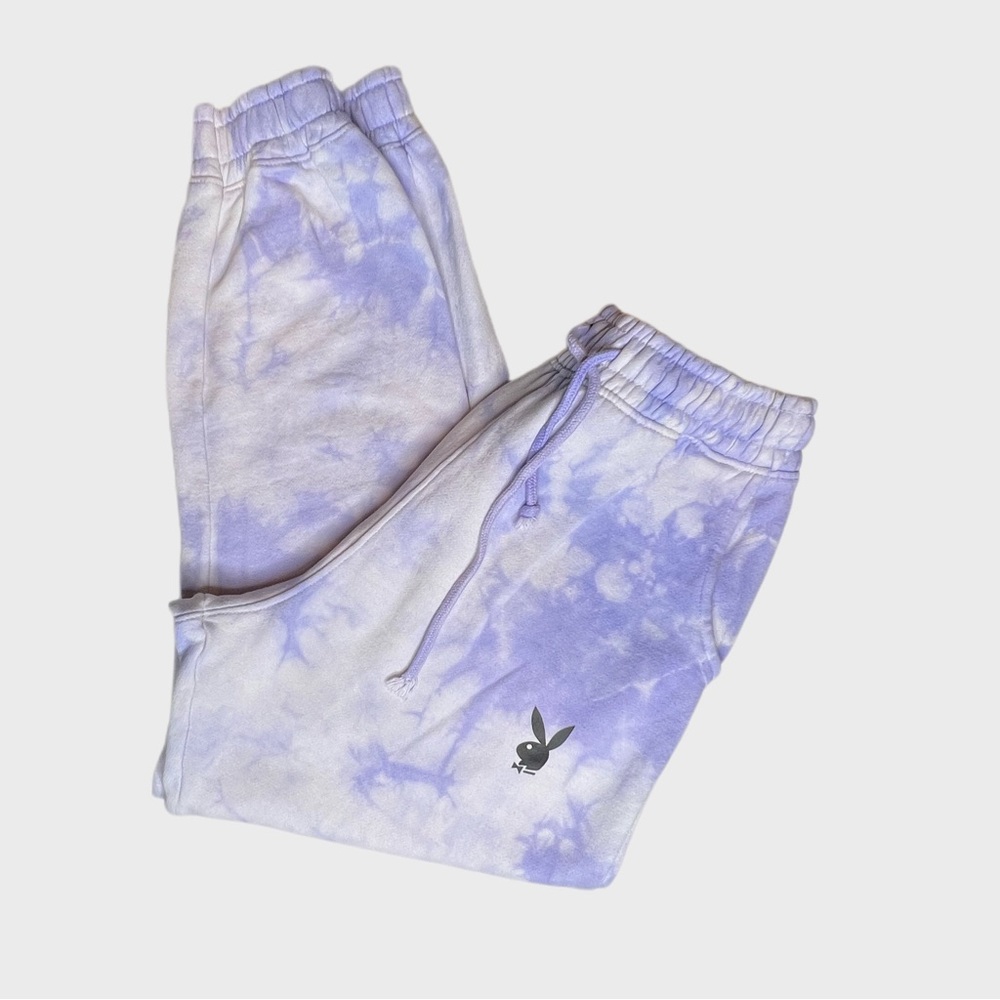 PLAYBOY X MISSGUIDED Lilac Tie Dye Oversized Joggers Medium
